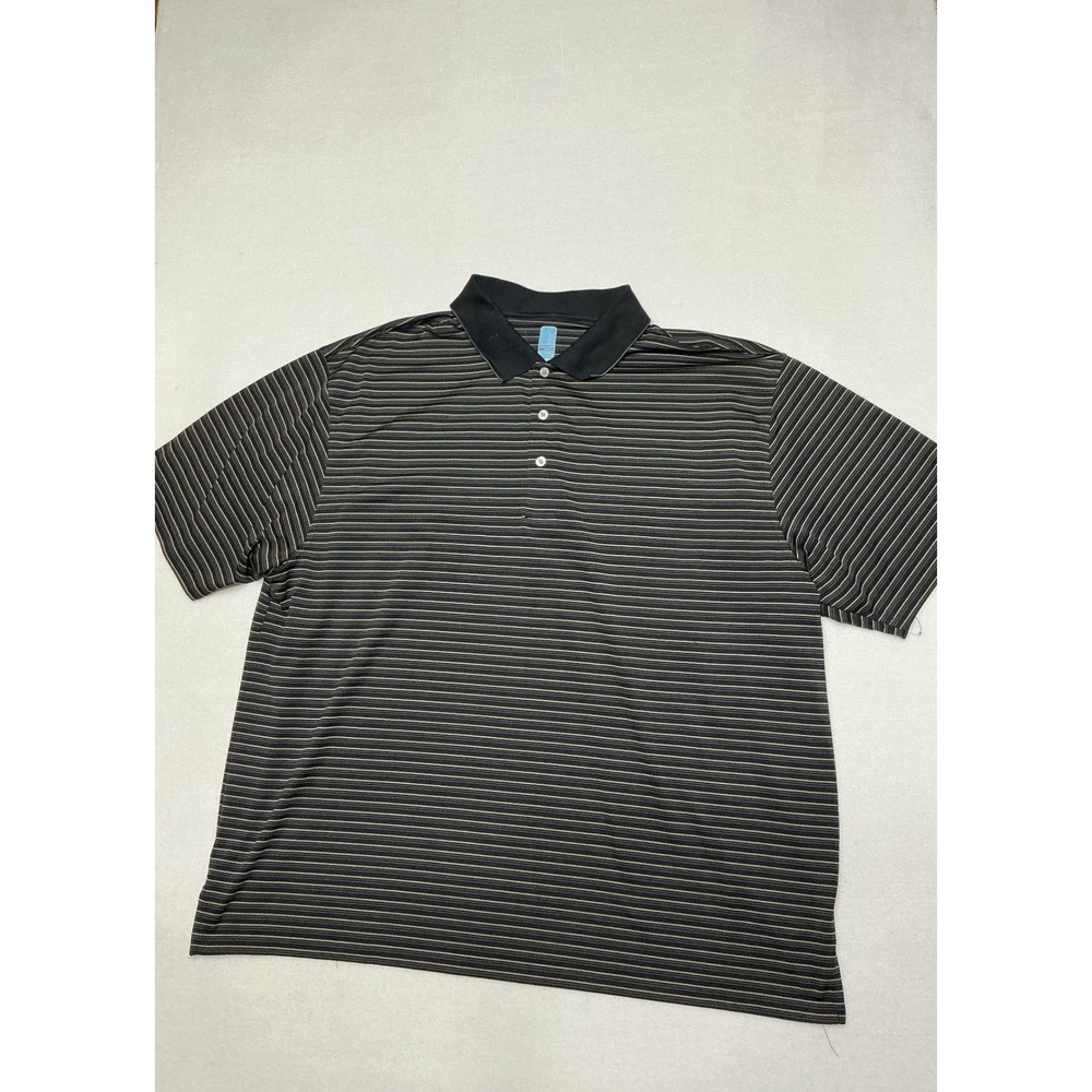 Grand Slam Airflux Mens 3XL Striped Golf Polo Shirt Black Tan Gray Performance